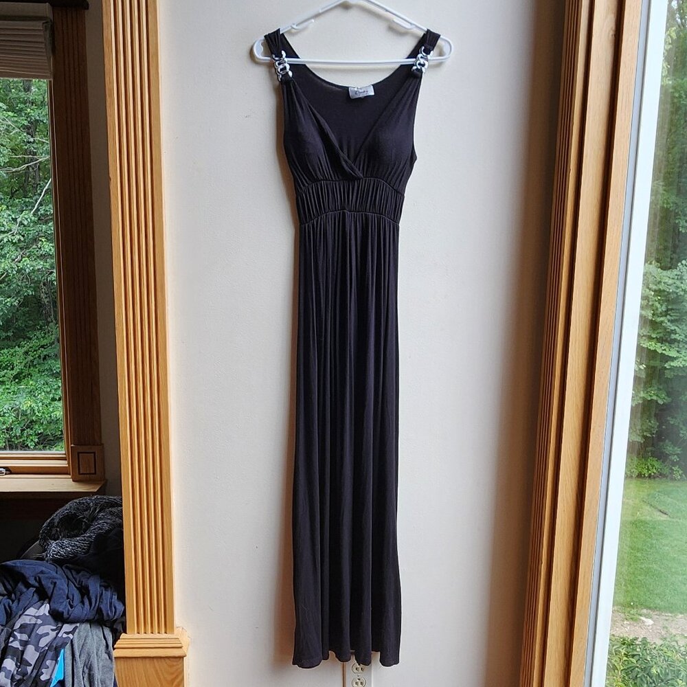 Clyesley Sleek Black Vintage 90s Maxi Dress Size Small